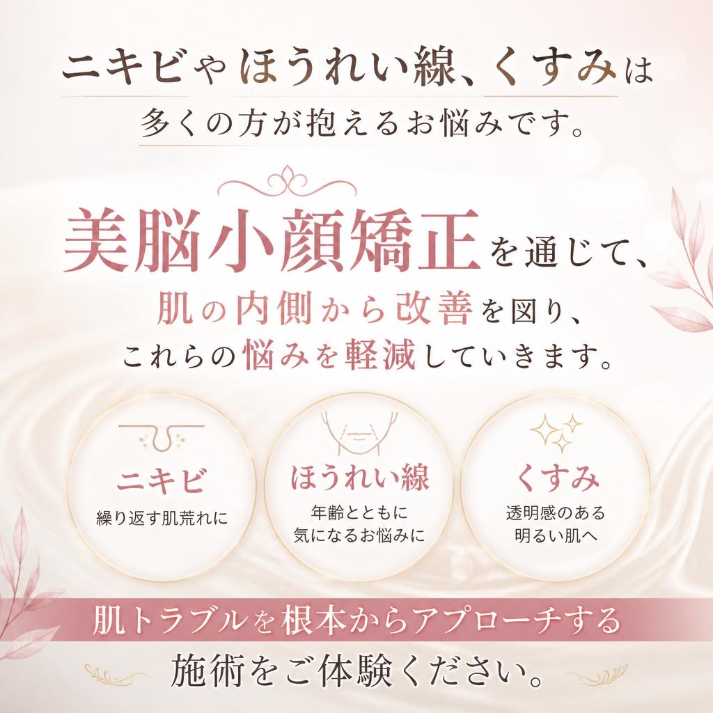 ニキビ・ほうれい線・くすみの悩みを解消