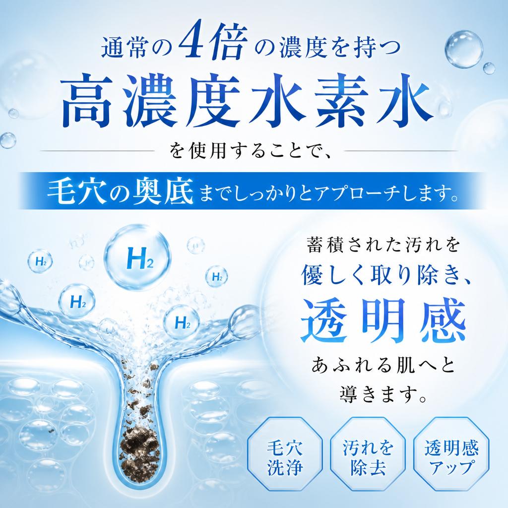 透明感を引き出す高濃度水素水